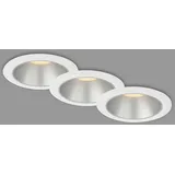 Briloner Leuchten - 3er Set Bad Einbauleuchten LED, Einbaulampen, zurückgesetzte LED, IP44 Spritzwasserschutz, warmweißes Licht, Einbaustrahler Bad, Weiß -Silber, 95x54 mm, 7041-036