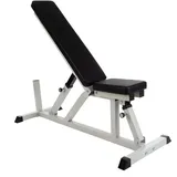 ScSPORTS® Hantelbank Verstellbar, Fitnessbank Trainingsbank, bis 200 kg, Dickes Polster, Gummifüße - Schrägbank, Bauchtrainer, Fitness, Gym (Modell 1, Schwarz)