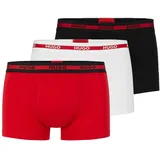 Hugo Herren. Boxershorts, 3er Pack - TRUNK TRIPLET Planet Logo, Cotton Stretch Schwarz/Rot/Weiß S