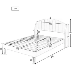 Merax Polsterbett 140x200 Ohrform Doppelbett aus Samt mit Kopfteil & Lattenrost Beige