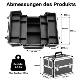 Wiltec Alu Transportkoffer mit 2 Schlüsseln schwarz