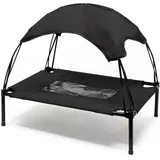 fudajo Wiltec Hundebett mit Dach Schwarz 91 x 76 x 16 cm Größe L bis 35 kg Outdoor Katzenliege Haustier Schlafplatz Sonnendach