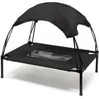 fudajo Hundebett mit Dach L 91 x 76 x 16 cm schwarz