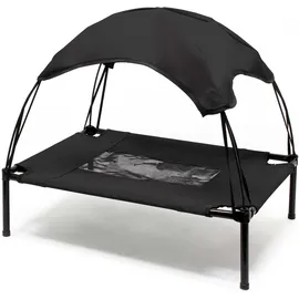 fudajo Wiltec Hundebett mit Dach Schwarz 91 x 76 x 16 cm Größe L bis 35 kg Outdoor Katzenliege Haustier Schlafplatz Sonnendach