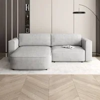 Beautysofa Ecksofa CARLOS velo632- Hellgrau, mit Schlaffunktion mit Bettkasten