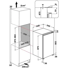 Bauknecht KSI 9GF2E Einbaukühlschrank (112 l, E, 875 mm hoch}, Weiß)