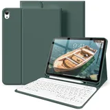 SZPSGC Hülle mit Tastatur für iPad A16 11. /10.Generation 11/10,9 Zoll 2025/2022, Magnetisches Anti-Detach Tastatur Hülle, für iPad 11./10. Gen, QWERTZ Layout Keyboard, Dunkelgrün