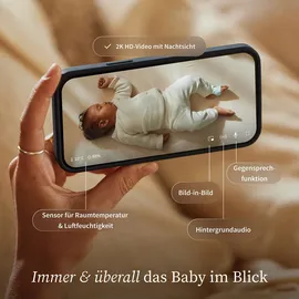 Owlet Dream Duo – Smart Baby Monitor mit medizinisch geprüftem Dream Sock® Sensor, 2K HD Kamera, Puls- & Sauerstoffüberwachung, Schlafanalyse, WLAN Rose