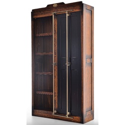 Casa Padrino Luxus Vintage Stil Barschrank Braun / Schwarz 106,5 x 34 x H. 191 cm - Massivholz Weinschrank - Vintage Stil Bar Möbel - Luxus Bar Möbel - Massivholz Bar Möbel