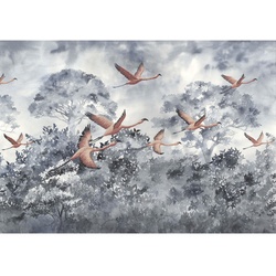 KOMAR Vliestapete, Flamingo, bunt - grau