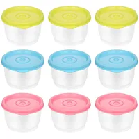 XIAQICA 9 Stück Runden Frischhaltedosen mit Deckel 150 ML Kleine Vorratsdosen Gefrierdosen Stapelbare Snack Boxen Mini Dose Dressing Behälter für Mikrowellen, Gefrierfachgeeignet