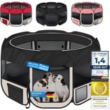 all Pets United® Welpen-Laufstall Tierlaufstall Welpenauslauf-Stall; XXL Freigehege für Hunde, Katzen, Hasen & Kleintiere im Innen- und Außenbereich (Schwarz-Beige)