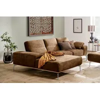 W.SCHILLIG Ecksofa run, Designsofa mit tollem Sitzkomfort, L-Form, mit elegantem Holzsockel, Füße in Chrom glänzend, Breite 279 cm braun