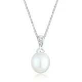 Diamore Halskette Damen mit Süßwasserperlen und Diamant (0.04 ct.) 925 Silber