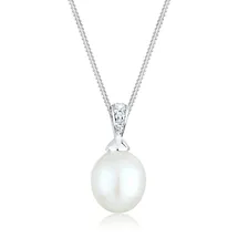 Diamore Halskette Damen mit Süßwasserperlen und Diamant (0.04 ct.) 925 Silber