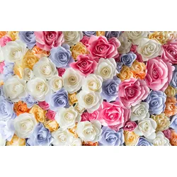 Fototapete PAPERMOON "ROSEN-BLUMEN ABSTRAKT TEXTUR MUSTER FARBIG DEKO GARTEN", bunt, B:4,00m L:2,60m, Vlies, Tapeten