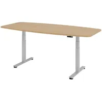 Bümö Konferenztisch, Eiche, Silber, Nachbildung,Eiche, Oval, 220x74x103 cm, FSC