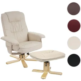 Mendler Relaxsessel M56 Kunstleder 80 x 100 x 80 cm Creme mit Hocker