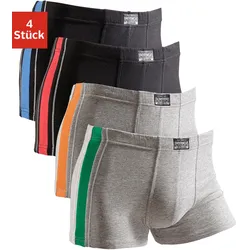 Boxer AUTHENTIC UNDERWEAR Gr. 9, grau (grau, meliert, grau, schwarz, schwarz) Herren Unterhosen mit kontrastfarbigen Streifen seitlich