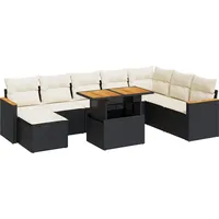 vidaXL Garten-Sofagarnitur 9-tlg. Loungeset schwarz