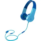 Motorola Sound JR200 - Kinder Kopfhörer mit Kabel - Kabelgebunder Kinderkopfhörer mit Lautstärkebegrenzung 85 dB und Audio Splitter - BPA Frei - ab 3 Jahren - Blue