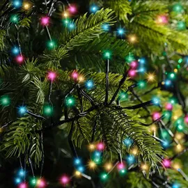 Lumineo LED Lichterkette Cluster Twinkle Bunt 8 Funktionen 1.128 Lichter 10,5 m - Bunt/Schwarz