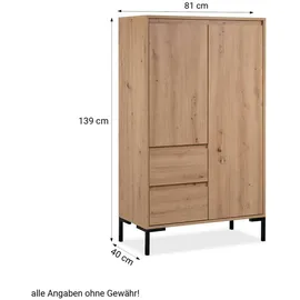 Homestyle4u Highboard 81 x 139 x 40 cm Eiche Braun / Schwarz