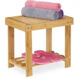 Relaxdays Fußbank Bambus, bis 100 kg, Stabiler Tritthocker, Kinderhocker Bad, Fußhocker, HxBxT: 33,5 x 25 x 39 cm, Natur
