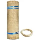 RIBLOR Natürliches Wiener Geflecht Meterware, 60cm Breites, Rattan Geflecht Gurtband Rolle, Rattan Vorgewebtes Offenes Netz Gewebe für DIY Stuhl Möbel Schranktür(50x150cm)