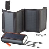 Solar-Powerbank mit Kurbel & Extra-Solarpanel, 30.000 mAh, PD 20 Watt