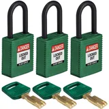 Brady SafeKey Nylon Lockout-Vorhängeschloss Mit Nylon Bügel 38.00 mm Grün KA - Gleichschließende Schlösser 3 Stück
