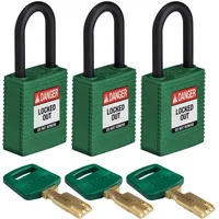 Brady SafeKey Nylon Lockout-Vorhängeschloss Mit Nylon Bügel 38.00 mm Grün KA - Gleichschließende Schlösser 3 Stück