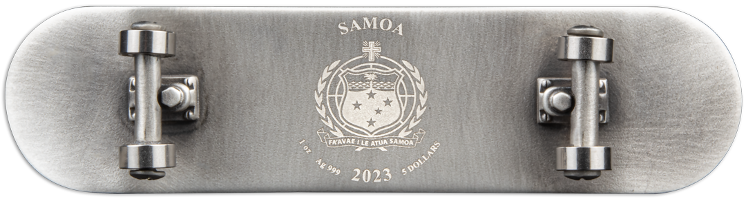 Samoa 2023: 1 Unzen-Silber-Gedenkmünze "Skateboard"