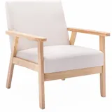 sweeek Skandinavischer Sessel aus Holz und Stoff, Creme, B 64 x T 69,5 x H 73 cm - Isak