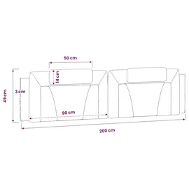 vidaXL Kopfteil-Kissen "Viana" Grau 200 cm Kunstleder