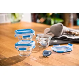 Emsa Clip & Close Frischhaltedose blau 10,6 x 6,9 cm 0,18 l 3-teiliges Set