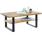 Elfo-Möbel Couchtisch CAMILL, 115 x 65 cm - Eiche massiv geölt Metallgestell - Schwarz - mit Ablage