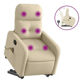 vidaXL Massagesessel mit Aufstehhilfe Stoff 144 x 77,5 x 0 cm Creme