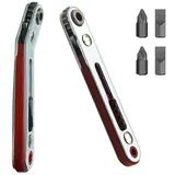 ANBOO 2 x Mini Ratschenschlüssel Magnetisch, Flacher Kopf und Ellenbogenkopf, Mini Ratsche, Bit Ratsche, Mini Ratschen Set Mit 4 Bit-Köpfen, für Häuser, Geräte, Maschinen und andere Vorrichtungen