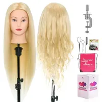 Neverland Beauty & Health Frisierkopf, 80% Echthaar Übungskopf, Frisieren Trainingsköpfe für Friseure Ausbildung Kopf Mit Halter, Haarstyling-Set