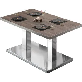 GGM Möbel Bistro Loungetisch 130 x 80 x 41 cm Light Wenge/Edelstahl