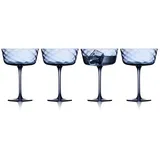 Lyngby Glas Vienna Champagner-Schale, Sektglas, Cocktailglas, 35 cl, 4 Stck., Blau