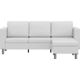 vidaXL Eckcouch Kunstleder 3-Sitzer Weiß