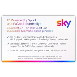 SKY Sport & Fußball-Bundesliga – 12 Monate Prepaid Abo