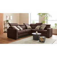 sit&more Ecksofa Bologna L-Form, Kopfteilverstellung, wahlweise mit Bettfunktion und Schubkasten braun