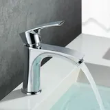 Mumu - Waschtischarmatur Einhebelmischer Körper aus verchromtem Messing Badarmatur Wasserhahn für Badezimmer, Waschbecken Wasserhahn aus Messing,