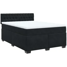 vidaXL Boxspringbett mit Matratze Schwarz 140x200 cm Samt