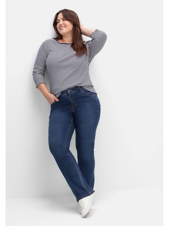 Sheego Bootcut-Jeans Große Größen SUSANNE ideal bei viel Bauch und schmalen Beinen blau 54