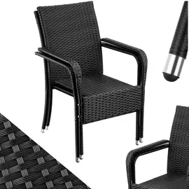 Tectake Rattanstuhl Girona 58 x 67 x 90 cm schwarz 2 St.