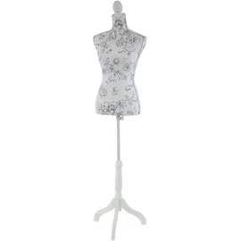 MCW Schneiderpuppe T223, Schaufensterpuppe Torso weiblich, Fiberglas Weiß mit Blumen